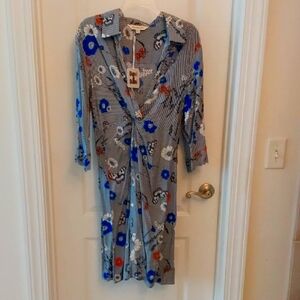 Floral Striped Wrap Dress